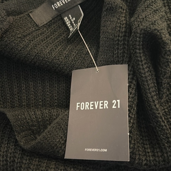 Forever 21 Black Knit V-Neck Open Knit Long Sleeve Sweater Size Small New! - Picture 8 of 9